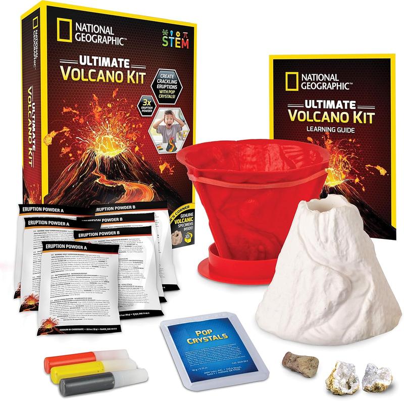 [FLASH DEAL 2024] NATIONAL GEOGRAPHIC Ultimate Volcano Kit – Erupting Volcano Science Kit for Kids, 3X More Eruptions, Pop Crystals Create Exciting Sounds, STEM Science & Educational Toys