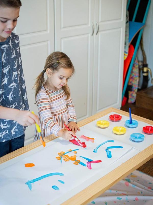 Beright Painting Art Sensory Table with Paper Roll & Paint Cups + Bins - Multifunctional Children's Table