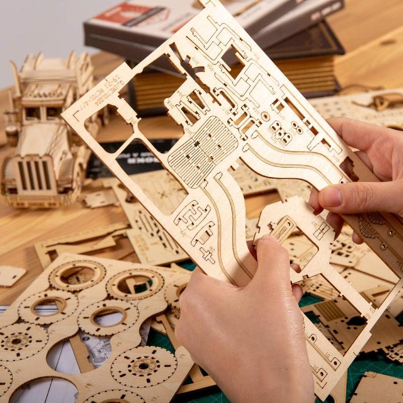 Model Car Kits Wooden 3D Puzzles Model Building Kits for Adults-Educational Brain Teaser Assembly Model for Adults to Build, Desk Decor DIY Hobbies Gifts for Teens&Kids