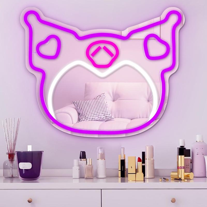 Ku-ro-mi mirror children teen girls dimmable LED neon mirror anime wall mirror stress relief toy acrylic mirror bedroom wall stress relief toy