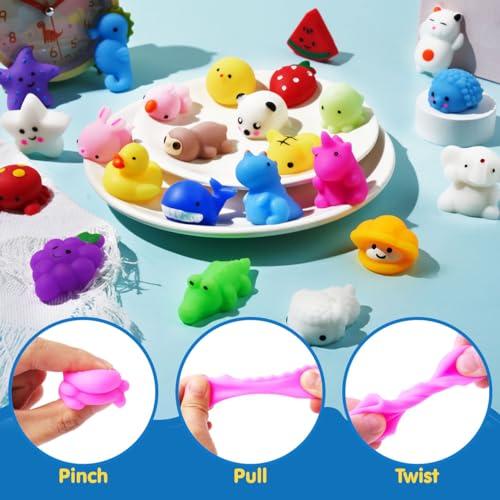 JOYIN Mochi Squishy Toys Set, Random 25 Pack Mini Mochi Party Favors for Kids, Kawaii Squishy Toy Stress Relief Toys, Goodie Bags Fillers with Storage Box, Classroom Prizes