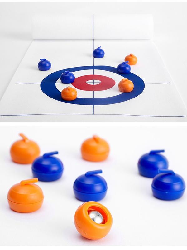 Curling Board Game Set , Tabletop Curling Game for Kids, Adults & Family. Fun Indoor Sports Game for Everyone. Come with 16 Tabletop Curling Stones. Easy to Set Up, Play & Portable.