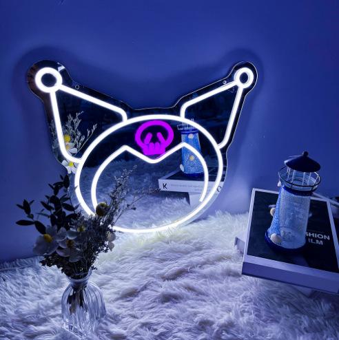 Ku-ro-mi mirror children teen girls dimmable LED neon mirror anime wall mirror stress relief toy acrylic mirror bedroom wall stress relief toy