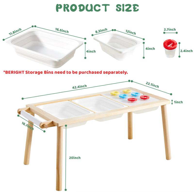 Beright Painting Art Sensory Table with Paper Roll & Paint Cups + Bins - Multifunctional Children's Table