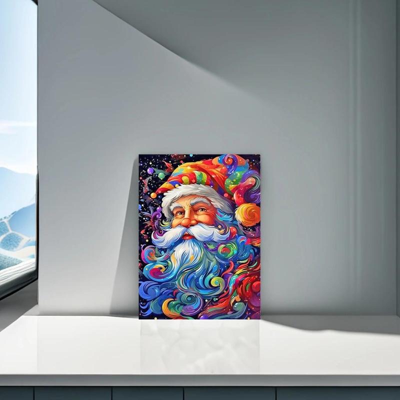 Christmas Colorful Santa Claus Pattern DIY Diamond Arts Colorful Painting without Frame, DIY 5D Diamond Art Painting Kit, Wall Art Decor for Home Living Room Bedroom