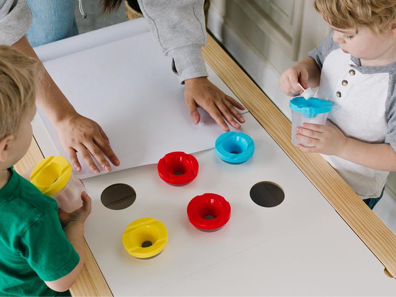 Beright Painting Art Sensory Table with Paper Roll & Paint Cups + Bins - Multifunctional Children's Table