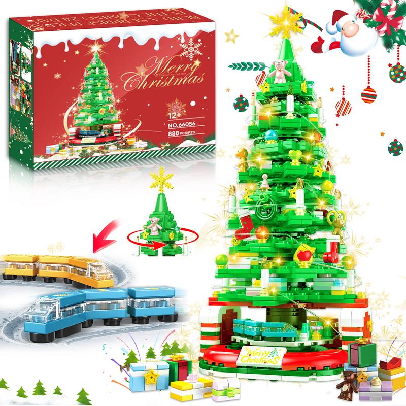 Classic Christmas Tree Building Block Toy Set,2024 Christmas Ornaments,Rotatable Christmas Architecture Building Block,Christmas Gift ideas and Home Decor ,For aged 12 and above