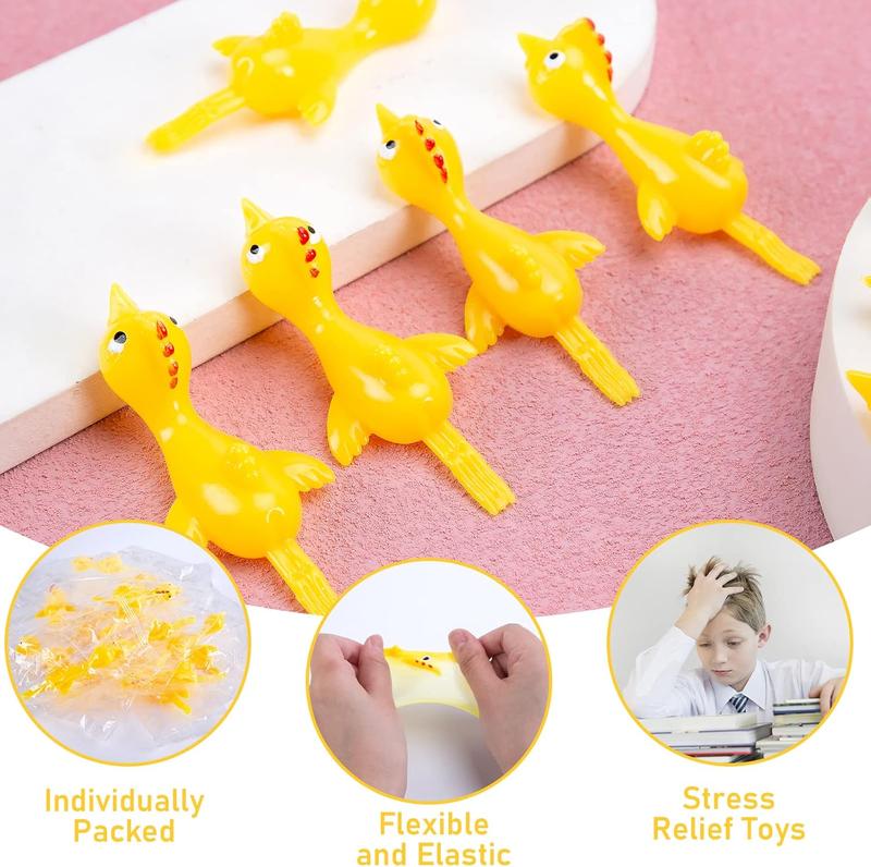 42 count Flying Chicken Slingshot, Flicking Rubber Chickens Sling Shot Funny Gag Gifts for Kids Adults Birthday Party Favors Christmas Stocking Stuffers Novelty Classroom Exchange Gifts