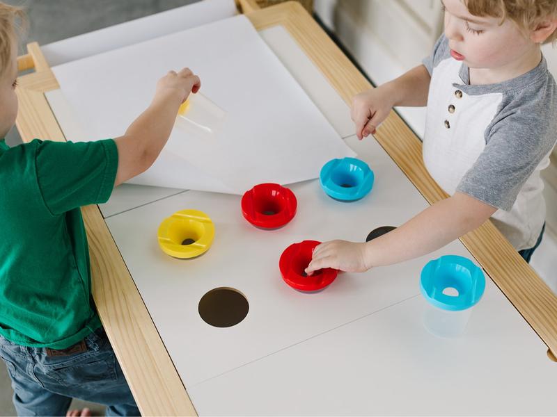 Beright Painting Art Sensory Table with Paper Roll & Paint Cups + Bins - Multifunctional Children's Table