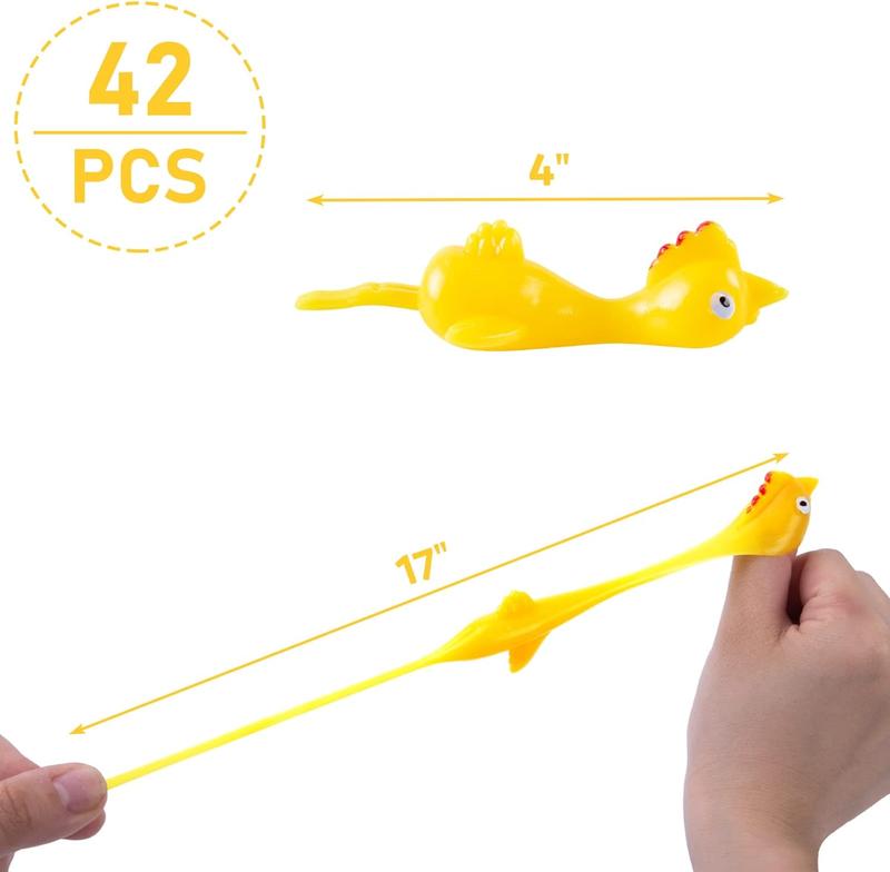 42 count Flying Chicken Slingshot, Flicking Rubber Chickens Sling Shot Funny Gag Gifts for Kids Adults Birthday Party Favors Christmas Stocking Stuffers Novelty Classroom Exchange Gifts