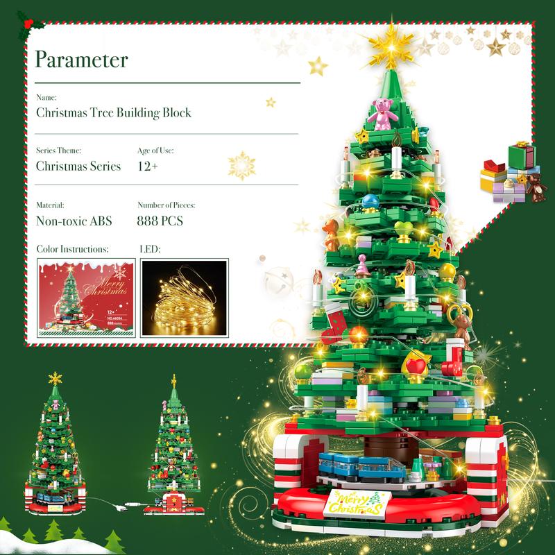 Classic Christmas Tree Building Block Toy Set,2024 Christmas Ornaments,Rotatable Christmas Architecture Building Block,Christmas Gift ideas and Home Decor ,For aged 12 and above