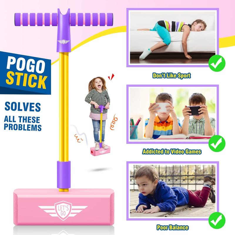 CUUGO LET'S GO! CG Jumping Promotes Growing Taller- Pogo Stick Foam Pogo Jumper for Kids, Toys for 3-12 Year Old Boys Girls Outdoor Toys Indoor Toys Fun Gifts Christmas Stocking Stuffers Gifts