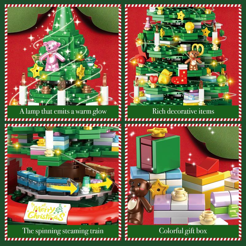 Classic Christmas Tree Building Block Toy Set,2024 Christmas Ornaments,Rotatable Christmas Architecture Building Block,Christmas Gift ideas and Home Decor ,For aged 12 and above