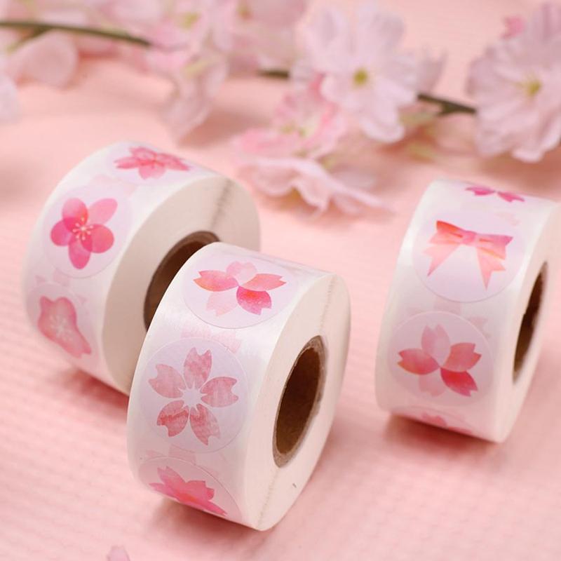 Floral Pattern Sticker, 500pcs roll Lovely Exquisite Self Adhesive Decorative Round Sticker, Label Sticker for DIY Scrapbooking Gift Wrapping Decoration