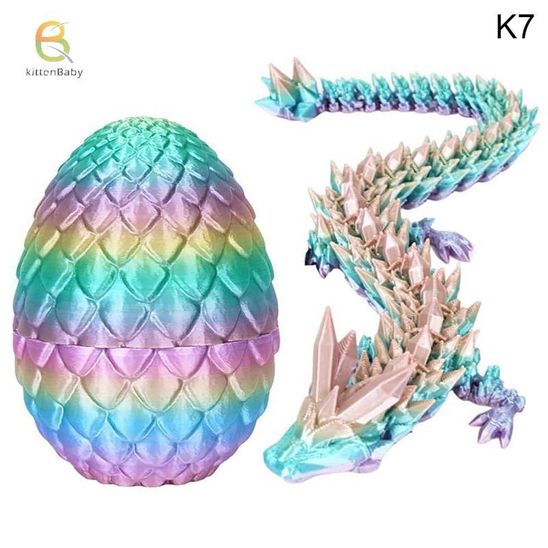 3D Printed Dragon In Egg Toy Full Articulation Dragon Home Office Rotatable Joint Dragon Egg