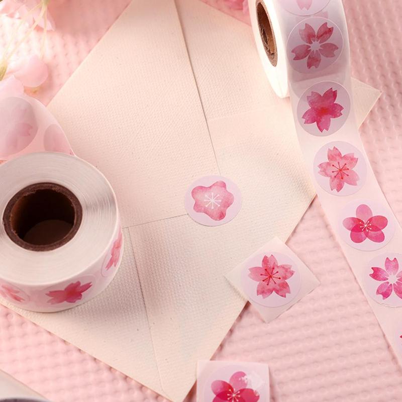 Floral Pattern Sticker, 500pcs roll Lovely Exquisite Self Adhesive Decorative Round Sticker, Label Sticker for DIY Scrapbooking Gift Wrapping Decoration