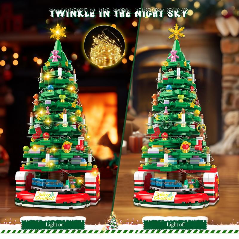 Classic Christmas Tree Building Block Toy Set,2024 Christmas Ornaments,Rotatable Christmas Architecture Building Block,Christmas Gift ideas and Home Decor ,For aged 12 and above