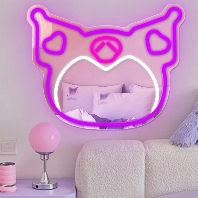 Ku-ro-mi mirror children teen girls dimmable LED neon mirror anime wall mirror stress relief toy acrylic mirror bedroom wall stress relief toy