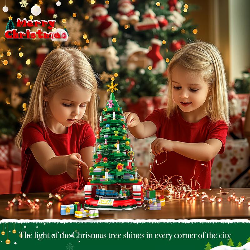 Classic Christmas Tree Building Block Toy Set,2024 Christmas Ornaments,Rotatable Christmas Architecture Building Block,Christmas Gift ideas and Home Decor ,For aged 12 and above