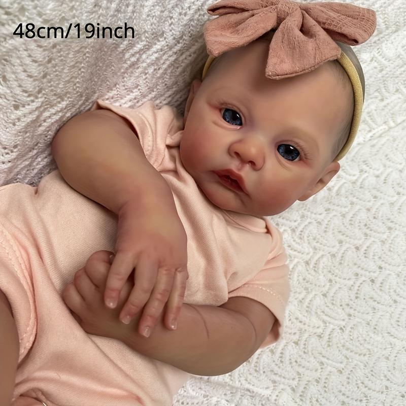 48cm Ultra-Realistic Reborn Doll - Soft Silicone Body, 3D-Painted Skin with Visible Veins, Lifelike Newborn Baby Toy for Kids - Perfect Birthday or Christmas Gift