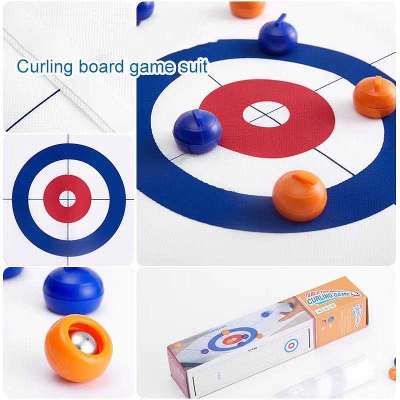 Curling Board Game Set , Tabletop Curling Game for Kids, Adults & Family. Fun Indoor Sports Game for Everyone. Come with 16 Tabletop Curling Stones. Easy to Set Up, Play & Portable.