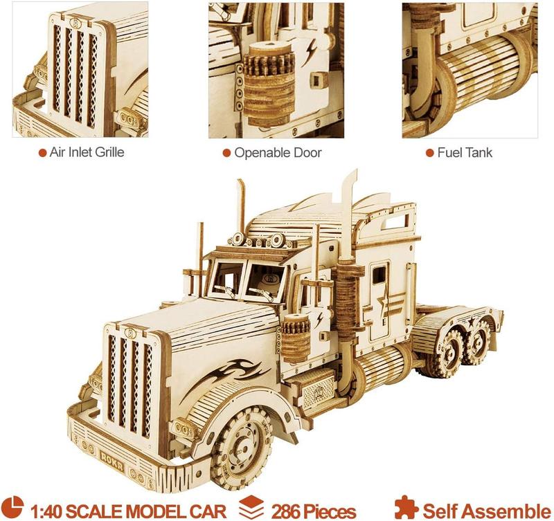 Model Car Kits Wooden 3D Puzzles Model Building Kits for Adults-Educational Brain Teaser Assembly Model for Adults to Build, Desk Decor DIY Hobbies Gifts for Teens&Kids