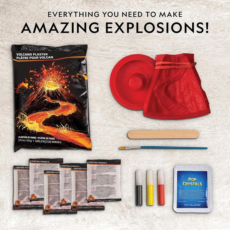 [FLASH DEAL 2024] NATIONAL GEOGRAPHIC Ultimate Volcano Kit – Erupting Volcano Science Kit for Kids, 3X More Eruptions, Pop Crystals Create Exciting Sounds, STEM Science & Educational Toys