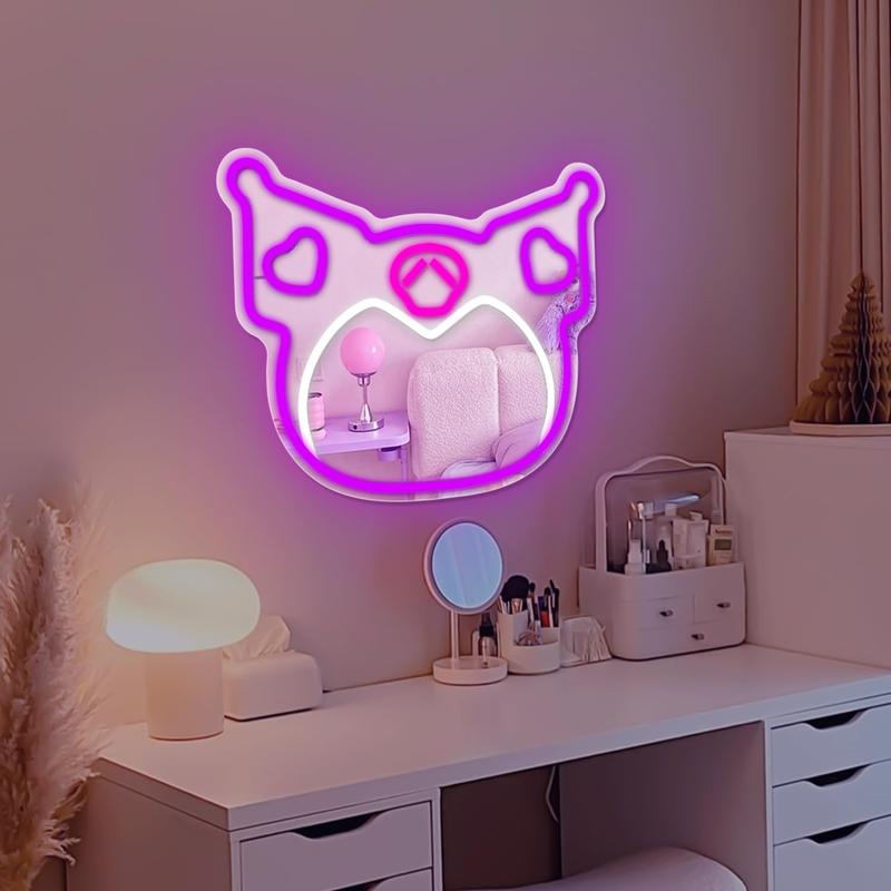 Ku-ro-mi mirror children teen girls dimmable LED neon mirror anime wall mirror stress relief toy acrylic mirror bedroom wall stress relief toy