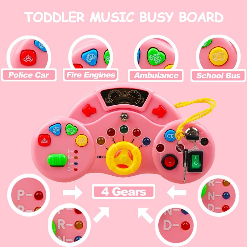 Busy Board with LED Light, Learning Activities Toy, Travel Toy, Sensory Toy, Birthday Gift