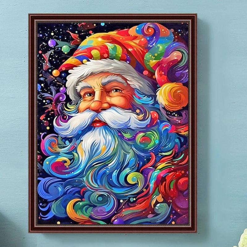 Christmas Colorful Santa Claus Pattern DIY Diamond Arts Colorful Painting without Frame, DIY 5D Diamond Art Painting Kit, Wall Art Decor for Home Living Room Bedroom