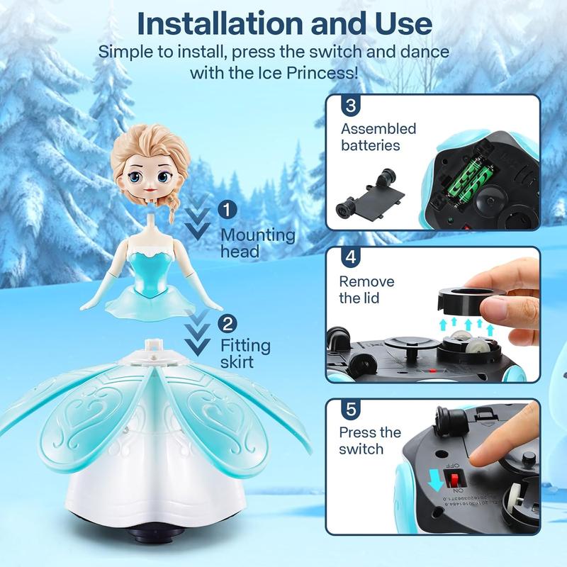 Toys for Girls 4-6,Dancing Princess Interactive Spin Robot Toys for Little Girls age 3-5 with Colorful Flashing Lights & Music,Pretend Christmas Birthday Gift Toys for Kid 1 2 3 4 5 6 Year Olds