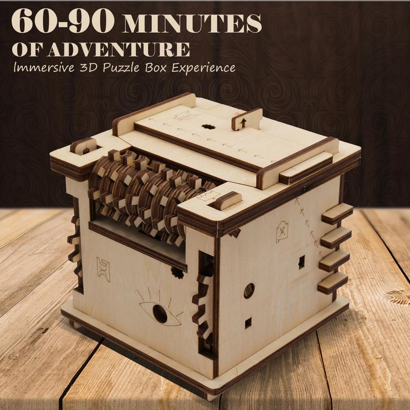 BoBo Adventure Wooden Puzzle Box - Schrödinger's Cat Cluebox - 3D Escape Room Game for Adults - Unique Brain Teaser & Treasure Box - Wooden Money Holder, Perfect Birthday Gift for Men and Women