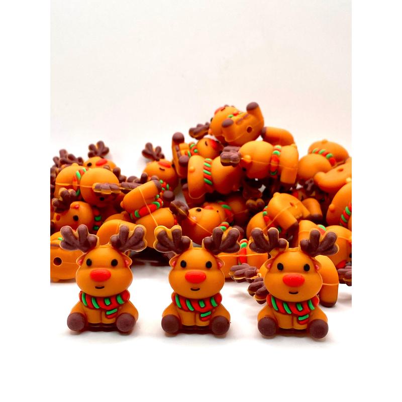 Oh Dear 3D Silicone Focal Beads | Reindeer Beads | Christmas Beads | Rudolf Beads