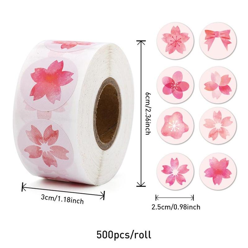 Floral Pattern Sticker, 500pcs roll Lovely Exquisite Self Adhesive Decorative Round Sticker, Label Sticker for DIY Scrapbooking Gift Wrapping Decoration