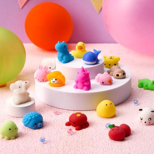 JOYIN Mochi Squishy Toys Set, Random 25 Pack Mini Mochi Party Favors for Kids, Kawaii Squishy Toy Stress Relief Toys, Goodie Bags Fillers with Storage Box, Classroom Prizes