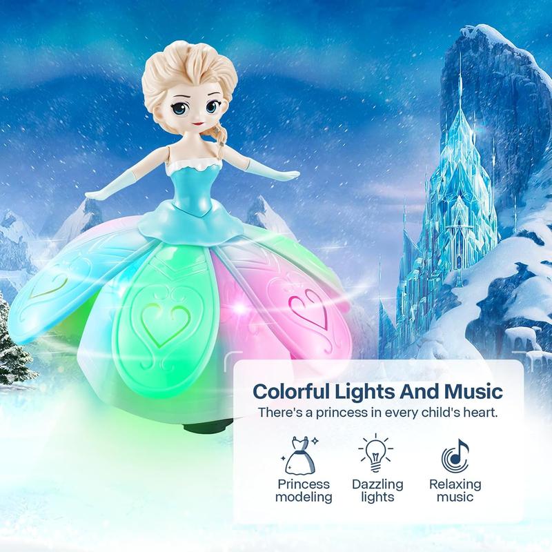 Toys for Girls 4-6,Dancing Princess Interactive Spin Robot Toys for Little Girls age 3-5 with Colorful Flashing Lights & Music,Pretend Christmas Birthday Gift Toys for Kid 1 2 3 4 5 6 Year Olds