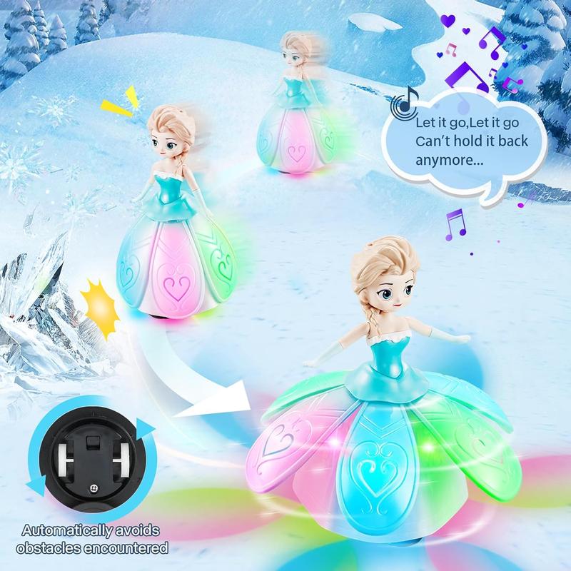 Toys for Girls 4-6,Dancing Princess Interactive Spin Robot Toys for Little Girls age 3-5 with Colorful Flashing Lights & Music,Pretend Christmas Birthday Gift Toys for Kid 1 2 3 4 5 6 Year Olds