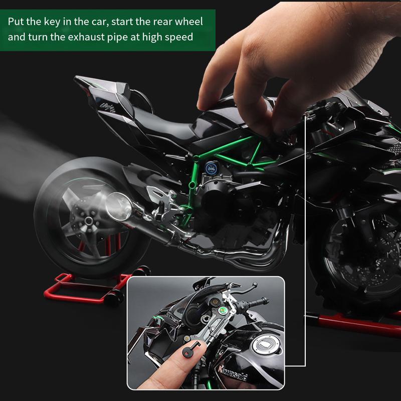 Kawasaki H2R Motorcycle Toy for Display - Model Alloy Car with SoundEffects -Collectible Room Decor