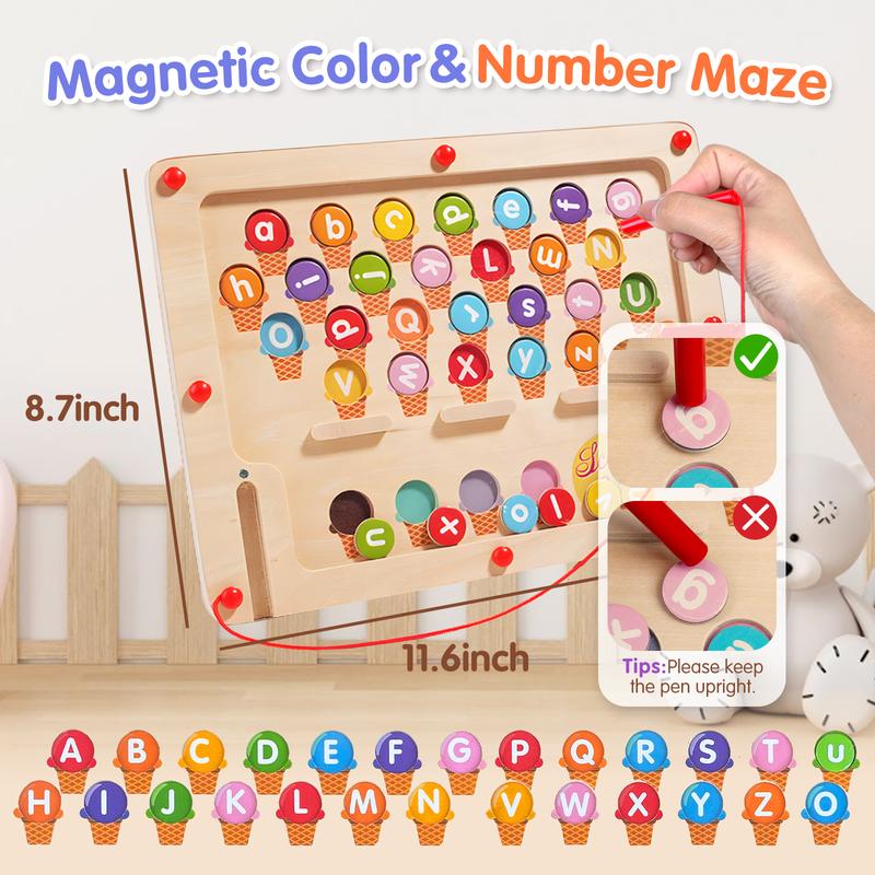 Alphabet Wooden Color Matching Counting Puzzle for Toddlers  Educational Fine Motor Skills Toy