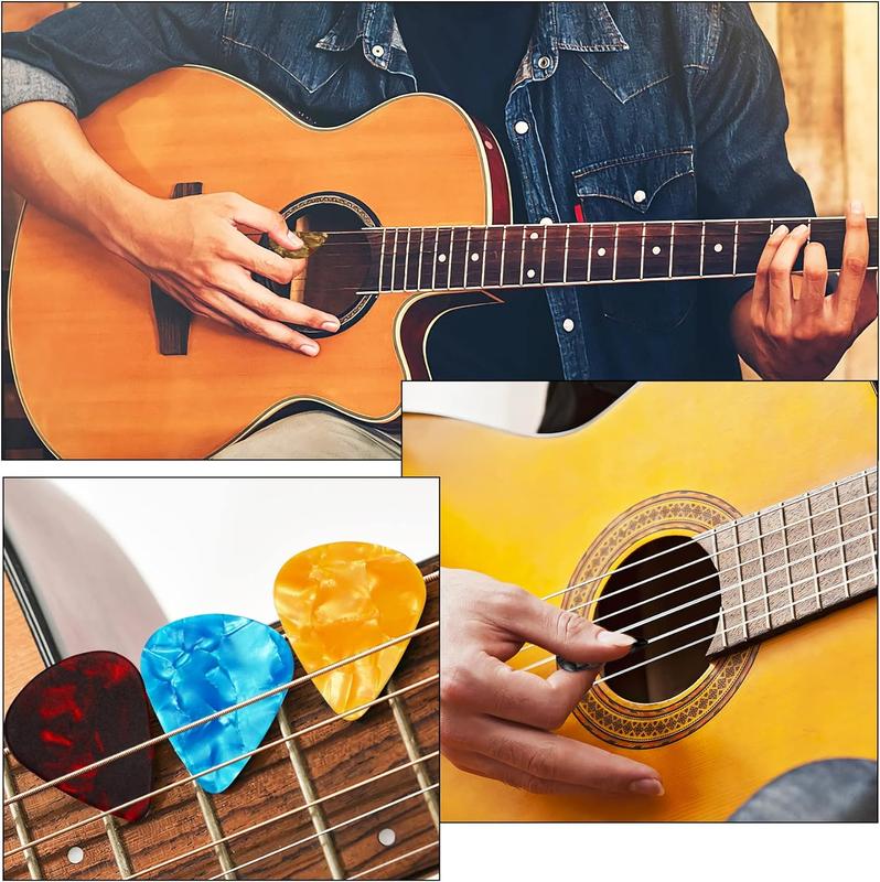 24 PCS Guitar Picks for Acoustic Electric Guitar, Thin Medium Heavy 3 Different Thickness Variety Pack Abstract Art Colorful Celluloid Guitar Pick Celluloid Includes 0.46mm, 0.71mm, 0.96mm(Boxed, Color Random)