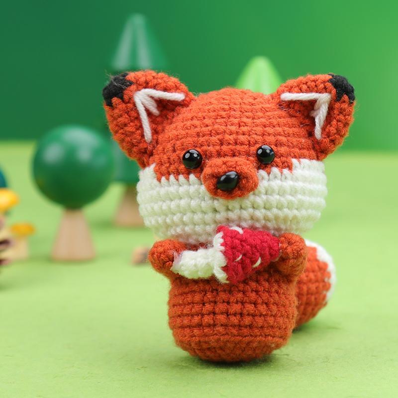 Fox Crochet Kit, 1 Set Crochet Starter Kit with Video Tutorial & Accessories, DIY Crochet Kit for Beginners, Crochet Accessories for Adults