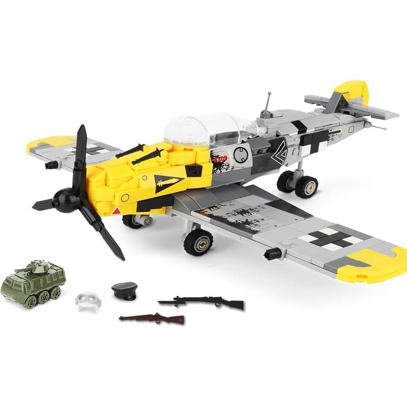 BF-109 Fighter Jet Plane Jet Building Set - Compatible with LEG0 7 Year Old boy, Military Airplanes Model, Gift for Boys Age 6 7 8 9 10 11 12 and WW2 Military SetCollectors & Enthusiasts