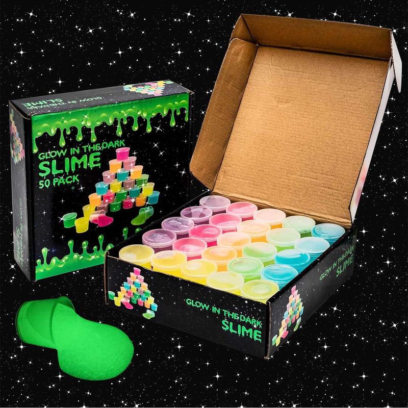 Glow in The Dark Party Favor Slime, Jumbo 50 Pack Galaxy Slime for Boys Girls  perfect gift for Christmas and Halloween