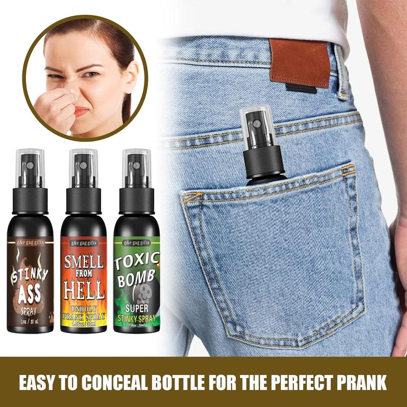 Stinky Fart Spray Set - 3 Scents of Non-Toxic 30ml Spray - Funny Prank Gift for Adults and Children