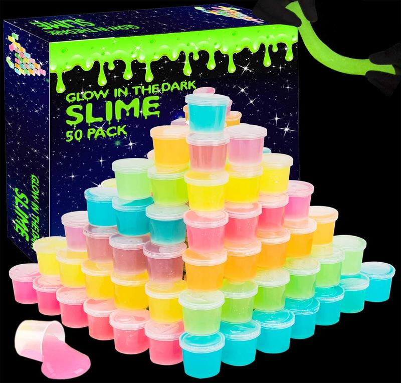 Glow in The Dark Party Favor Slime, Jumbo 50 Pack Galaxy Slime for Boys Girls  perfect gift for Christmas and Halloween