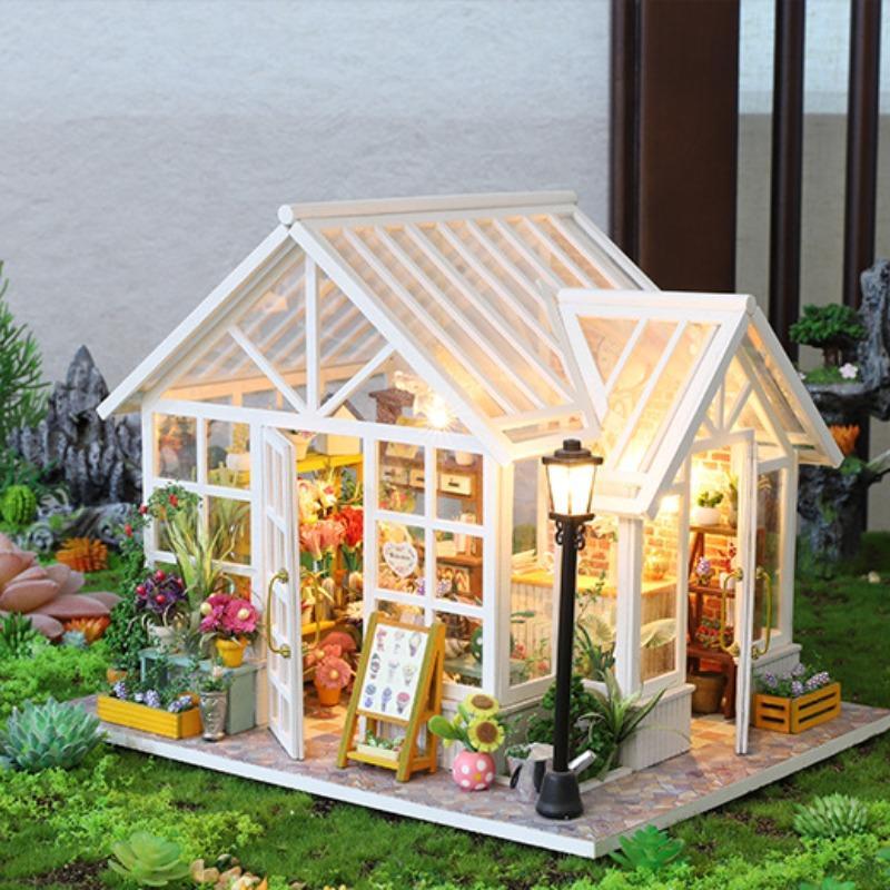 DIY 3D Wooden Book Nook Kit, Miniature House Model Kit, Creative Home Desktop Decoration for Birthday Festival Gifts