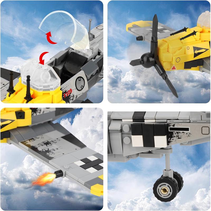 BF-109 Fighter Jet Plane Jet Building Set - Compatible with LEG0 7 Year Old boy, Military Airplanes Model, Gift for Boys Age 6 7 8 9 10 11 12 and WW2 Military SetCollectors & Enthusiasts