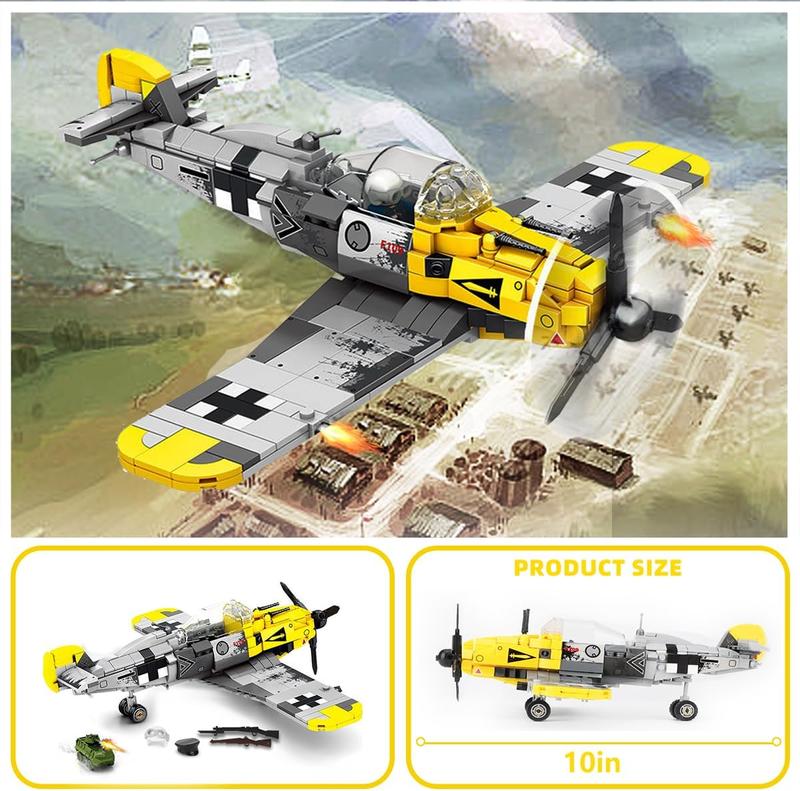 BF-109 Fighter Jet Plane Jet Building Set - Compatible with LEG0 7 Year Old boy, Military Airplanes Model, Gift for Boys Age 6 7 8 9 10 11 12 and WW2 Military SetCollectors & Enthusiasts