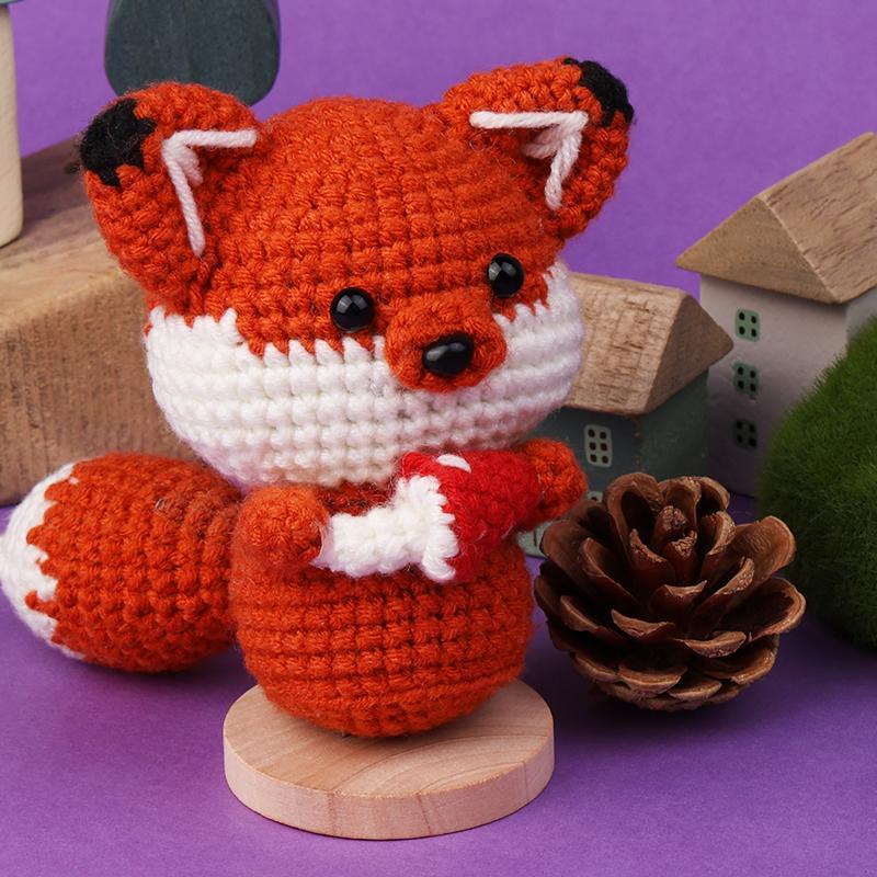 Fox Crochet Kit, 1 Set Crochet Starter Kit with Video Tutorial & Accessories, DIY Crochet Kit for Beginners, Crochet Accessories for Adults