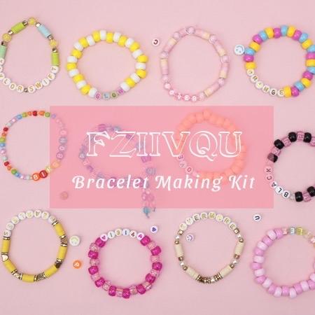 1400pcs 6 Colors Alphabet Beads for Jewelry Making Kit with Letter, Number, Heart and Smiley Face Beads for Bracelets Making